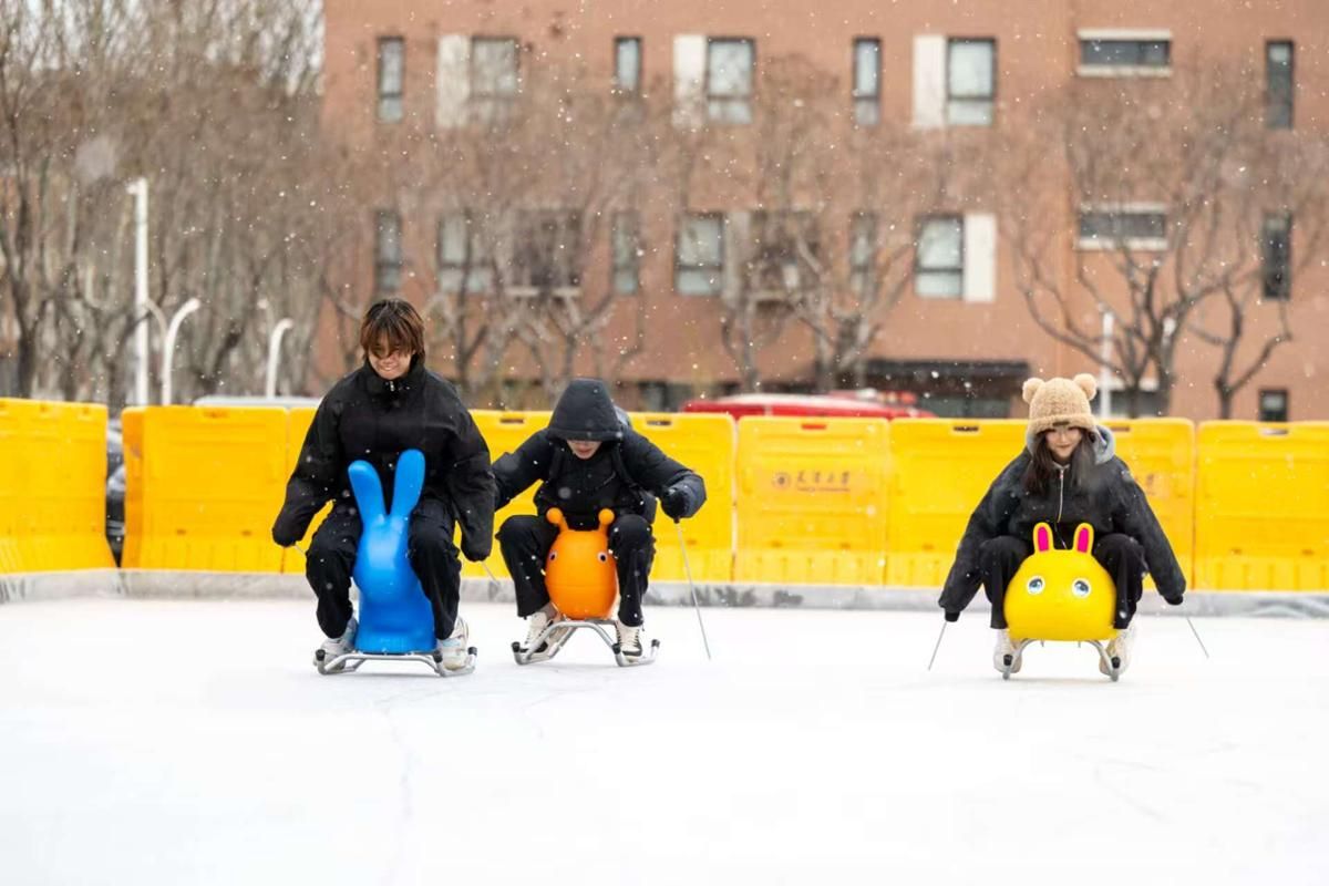 试运行 师生尽享冰雪快乐新葡京天津大学滑冰场开放(图4)